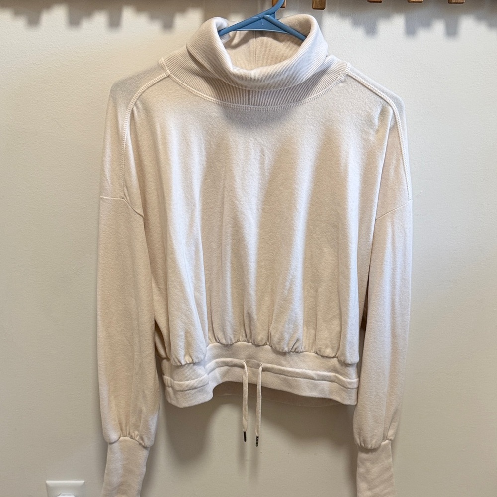 Sweaty Betty Cream Turtleneck Drawstring Pullover